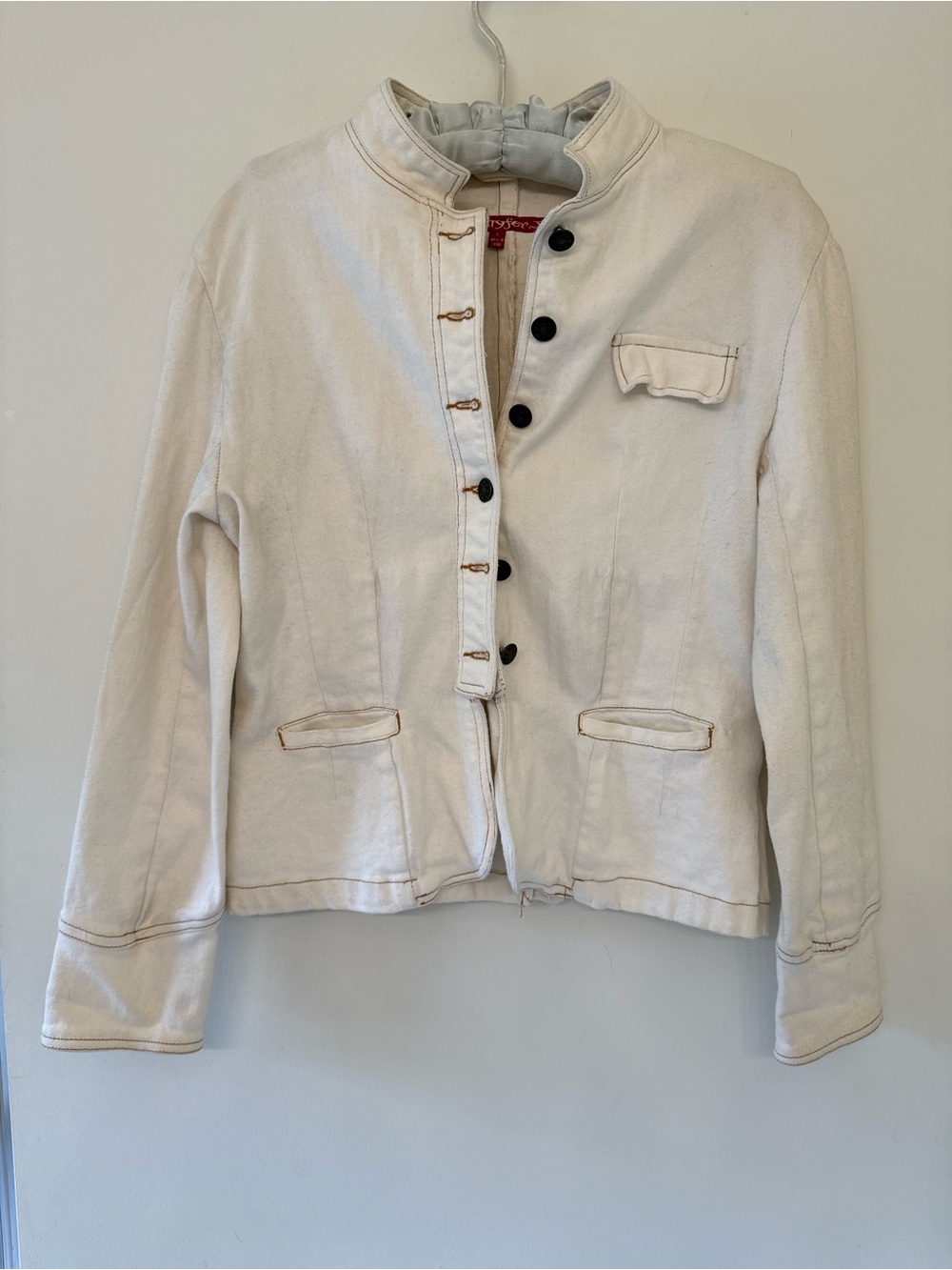 Jennyfer J Vintage Cream Button-Front Women's Denim Jacket